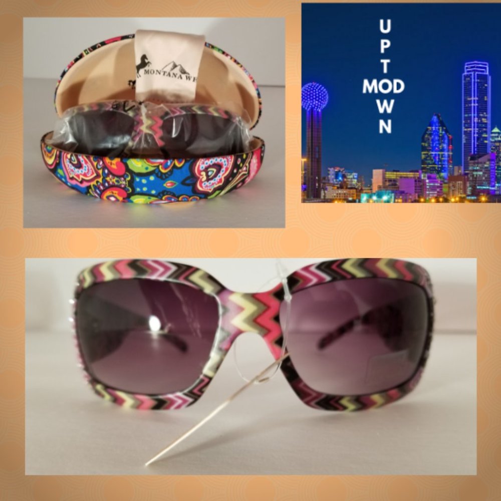 Montana West NWT Colorful Chevron Design Bling Sunglasses